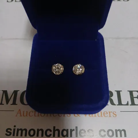 DIAMONIQUE 2CT TW GEORGIAN CUT DOWN SOLITAIRE STUD EARRINGS STERLING SILVER 