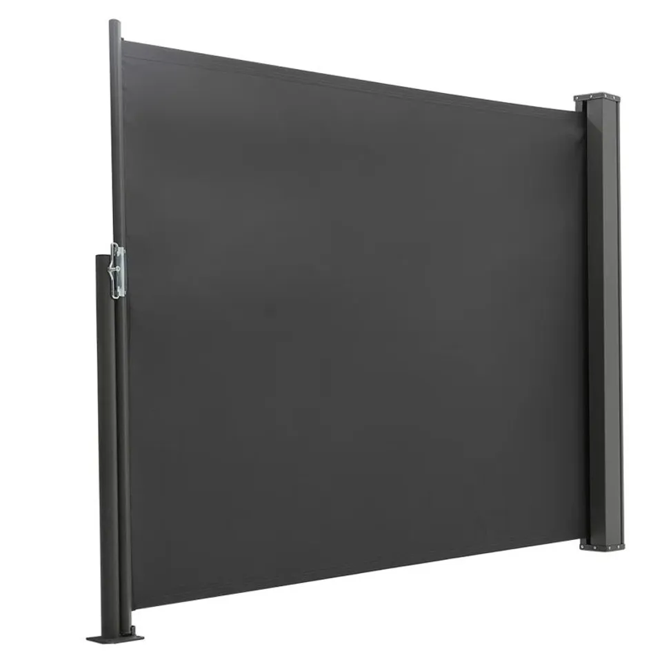 BOXED SOL 27 OUTDOOR 300CM W X 12CM D FABRIC COVER MOTORISED RETRACTABLE SIDE AWNING - DARK GREY (1 BOX)