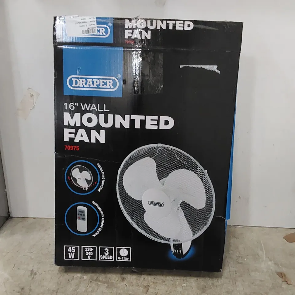BOXED DRAPER 16" MOUNTED FAN - WHITE