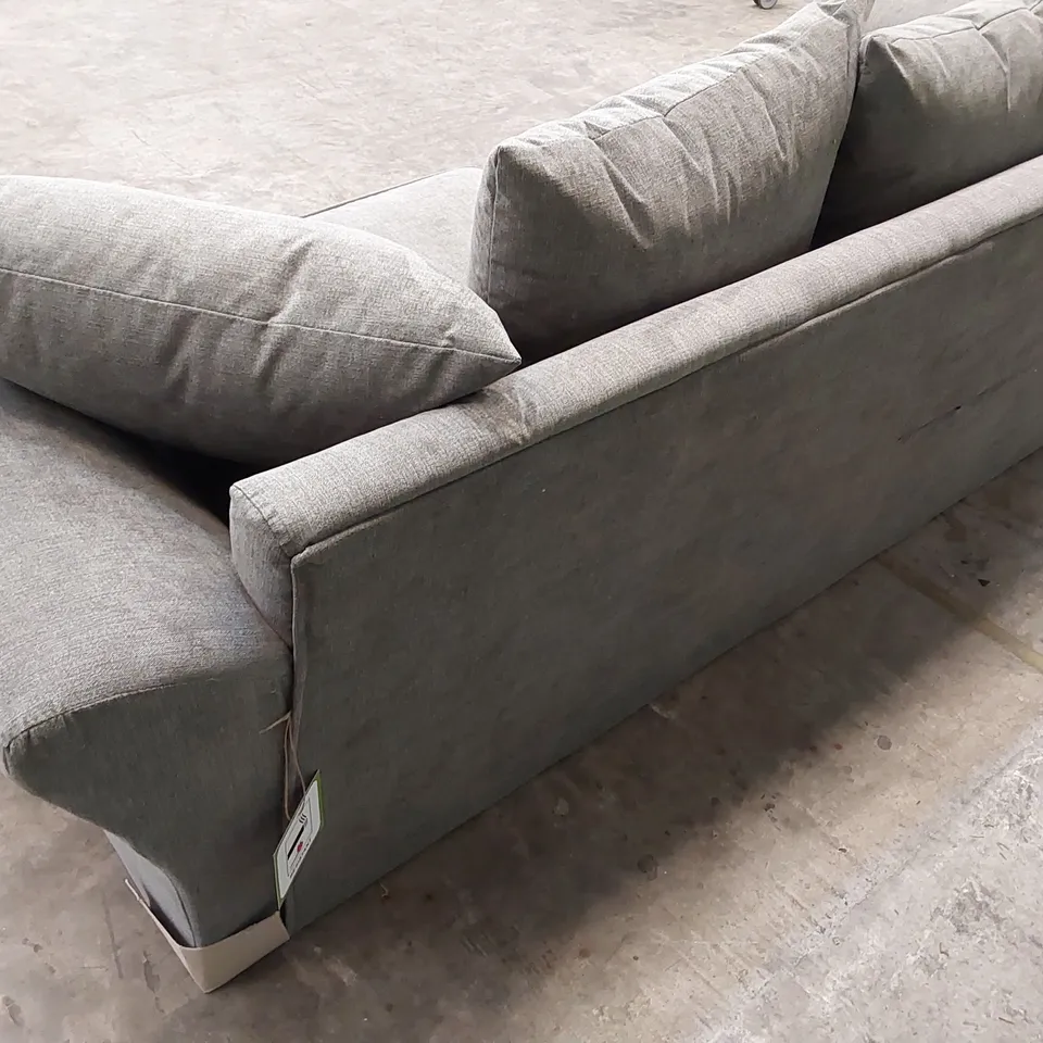 QUALITY DESIGNER DURY 3 SEATER FABRIC UPHOLSTERED SOFA - DARK GREY 