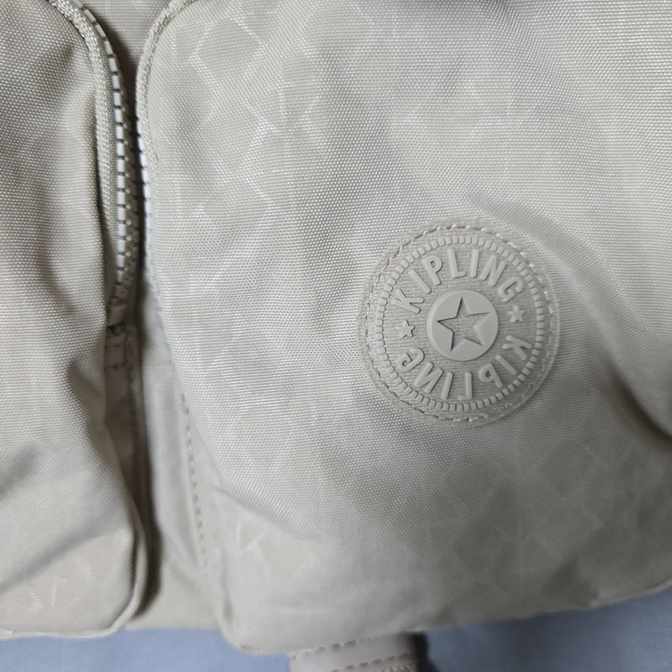 KIPLING BEIGE CROSSBODY BAG WITH PLUSH MONKEY KEYCHAIN