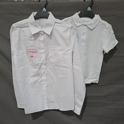 BOX OF APPROXIMATELY 100 ASSORTED GIRLS SCHOOL BLOUSES IN WHITE ASSORTED SIZES - COLLECTION ONLY