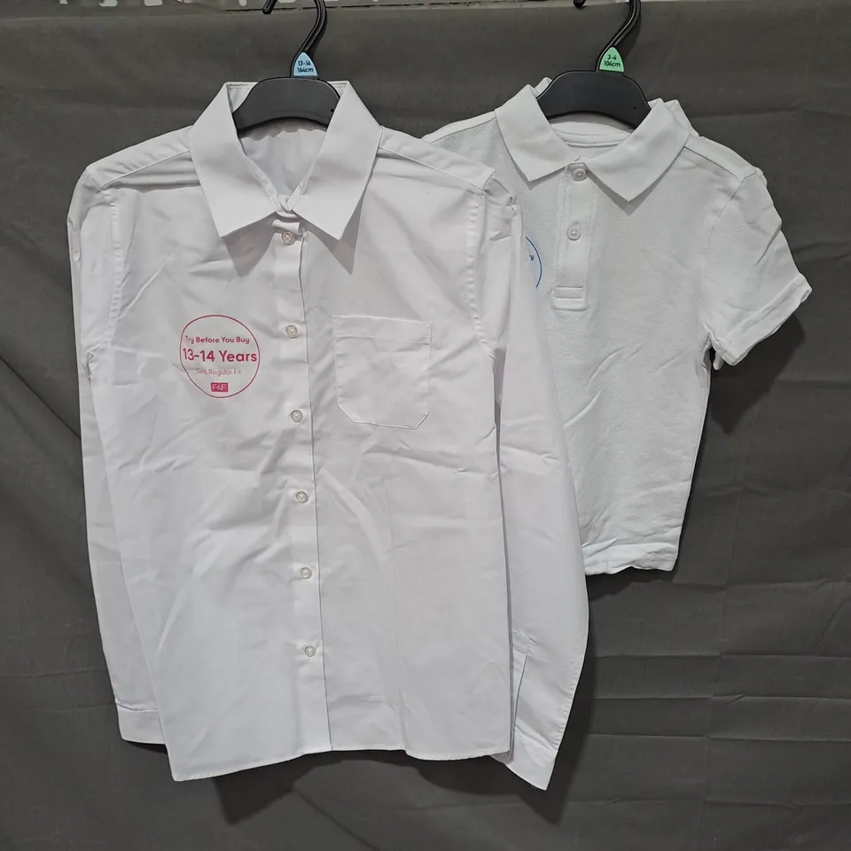 BOX OF APPROXIMATELY 100 ASSORTED GIRLS SCHOOL BLOUSES IN WHITE ASSORTED SIZES - COLLECTION ONLY