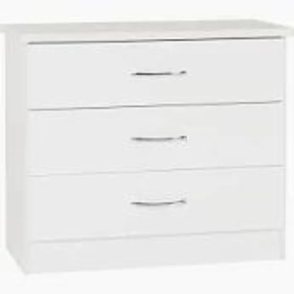 BOXED NEVADA 3 DRAWER CHEST - WHITE GLOSS (1 BOX)