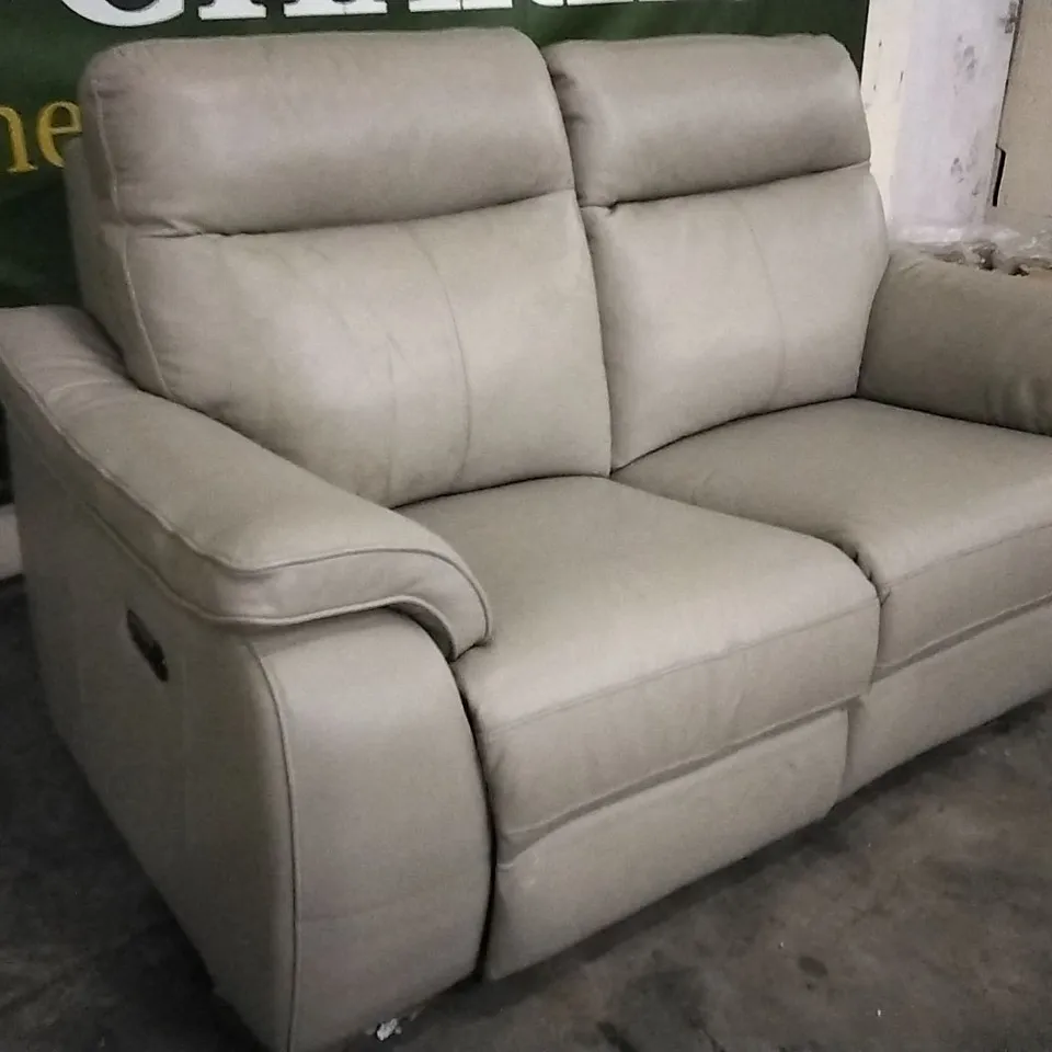 QUALITY DESIGNER CREAM LEATHER ELECTRIC RECLINER 2 SEATER SOFA