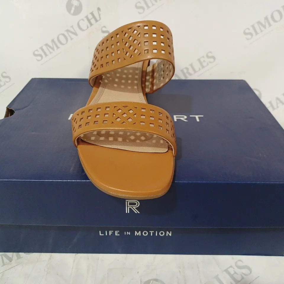 BOXED PAIR OF ROCKPORT ALAINA MULE SANDALS IN TAN UK SIZE 7