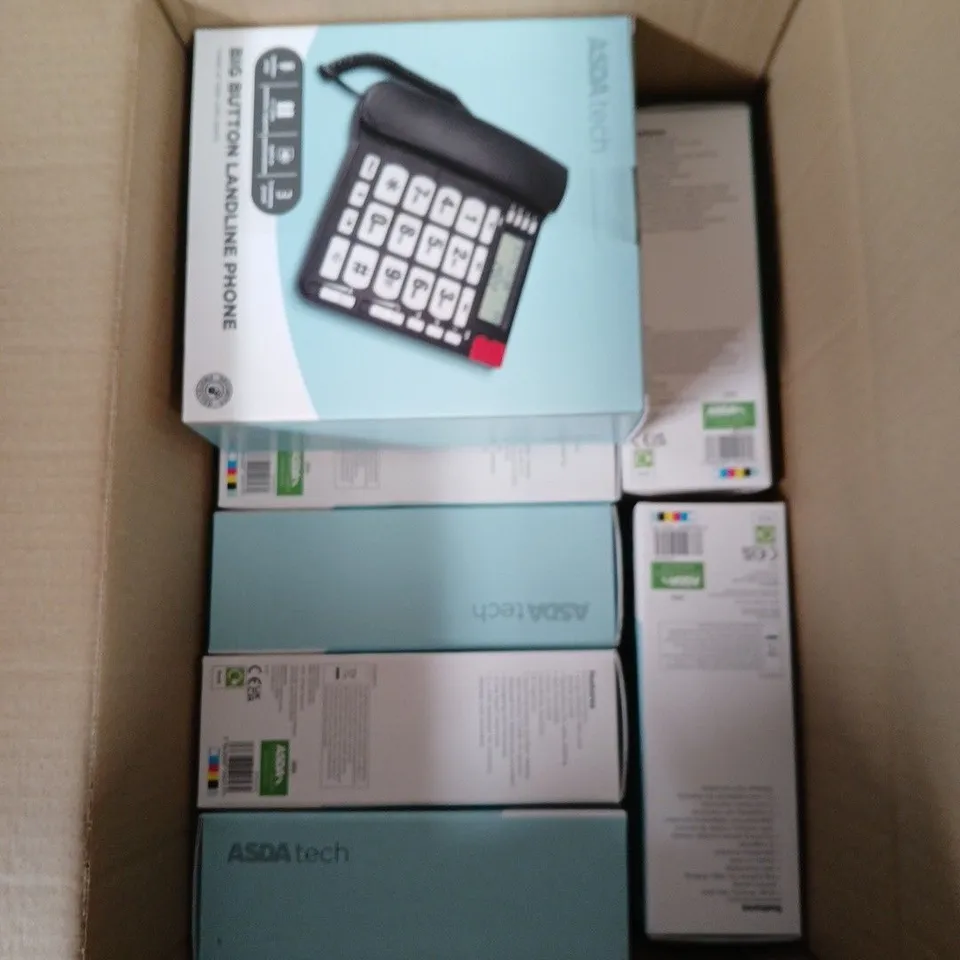 BOX OF APPROXIMATELY 10 ASDA TECH BIG BUTTON LANDLINE PHONE