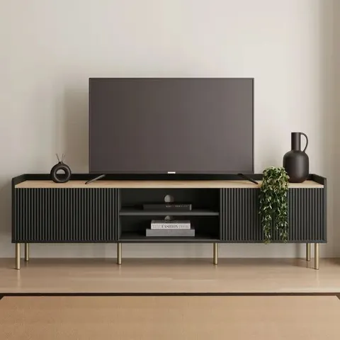 BOXED GEORGI EXTRA WIDE TV UNIT FOR TVS UP TO 80" - BLACK (1 BOX)