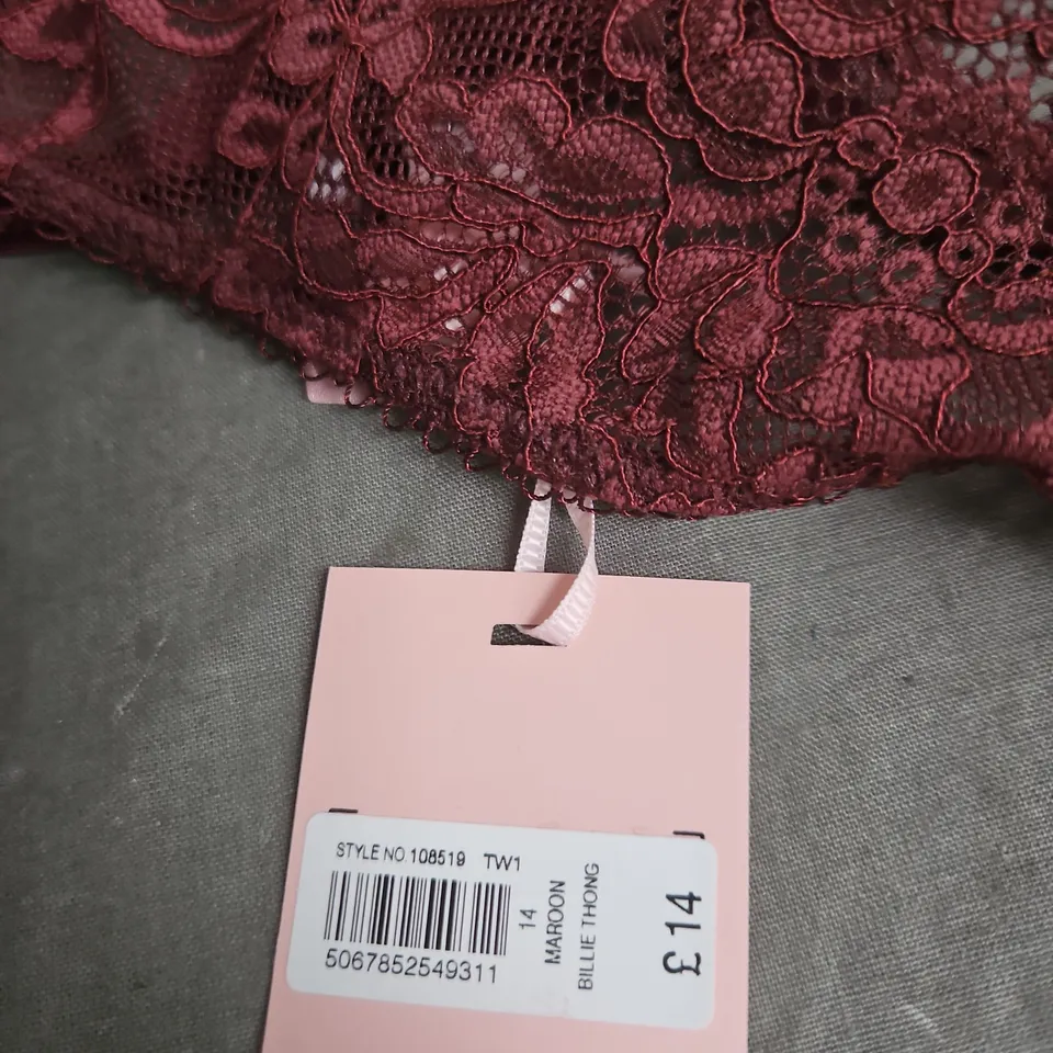 BOUX AVENUE BILLIE THONG – MAROON LACE, UK SIZE 14
