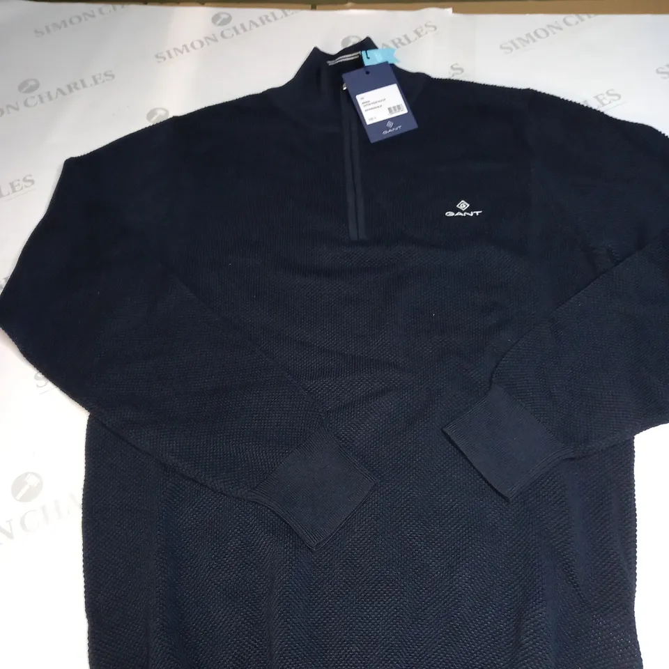 MENS GANTS 1/4 ZIPPED KNITTED JUMPER SIZE S 