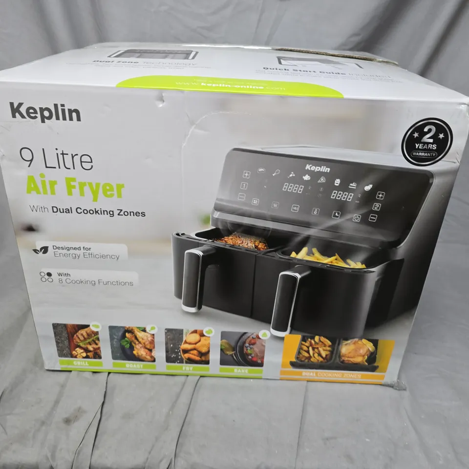 KEPLIN 9 LITRE AIR FRYER WITH DUAL COOKING ZONES – BOXED