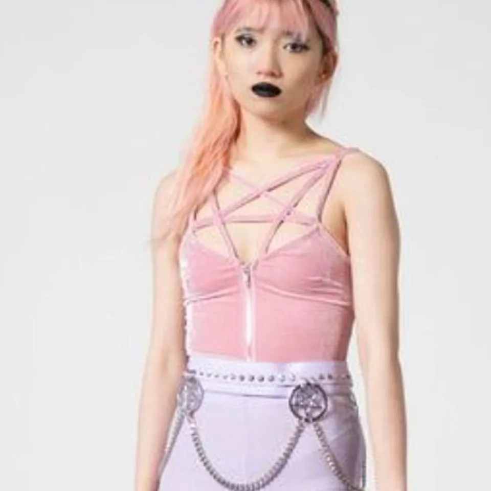 BRAND NEW BAGGED KILLSTAR LOST IN SIN ZIP TOP PASTEL PINK SIZE S