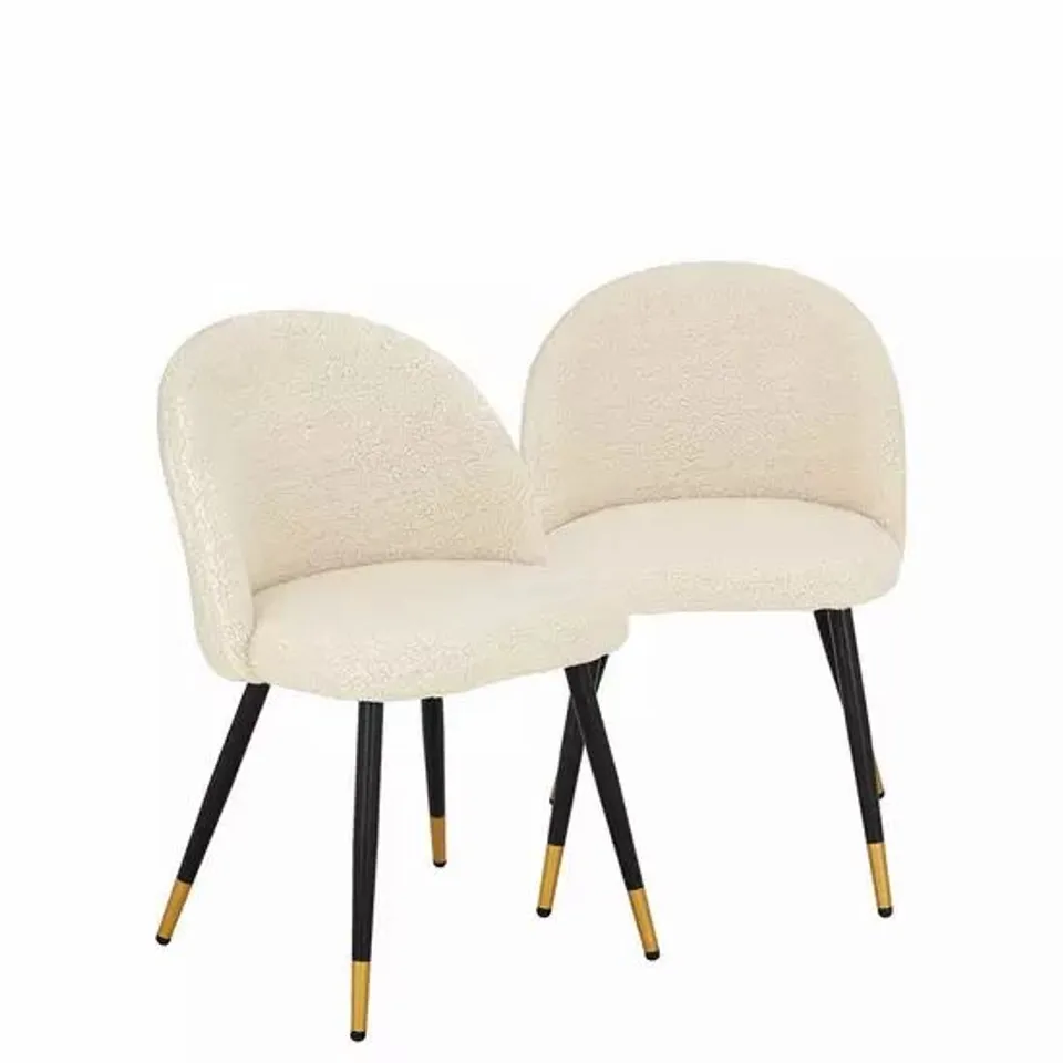 PAIR OF BOUCLE DINING CHAIRS (1 BOX) RRP £199