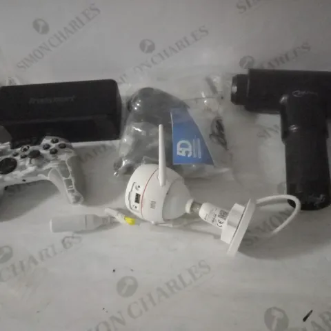 GROUP OF APPROX 5 ASSORTED ITEMS TO INCLUDE BLUETOOTH SPEAKER, MASSAGE GUN, GAME CONTROLLERC ETC