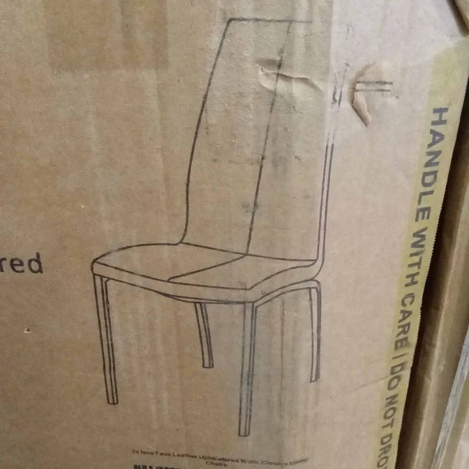 BOXED SET OF 2 FAUX LEATHER MODERN TALL BACK DINING CHAIRS WHITE (1 BOX)