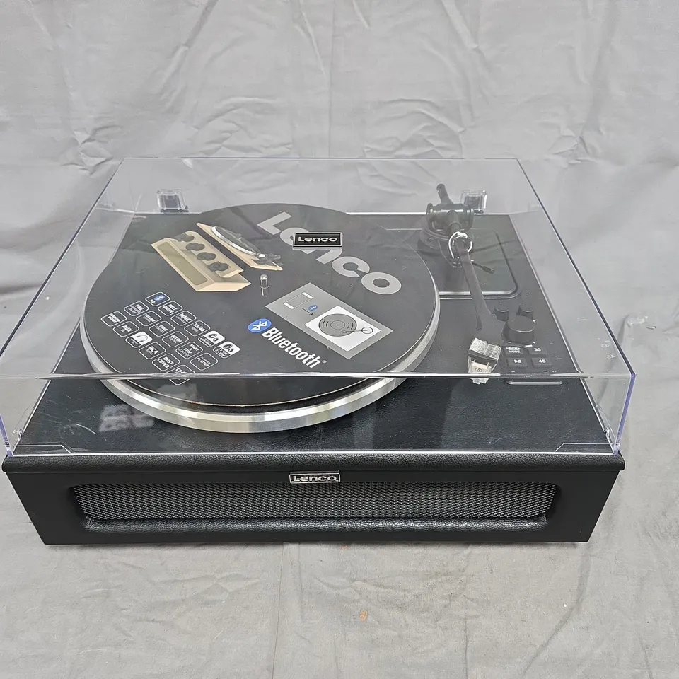 LENCO BLUETOOTH TURNTABLE WITH CLEAR DUST COVER – BLACK