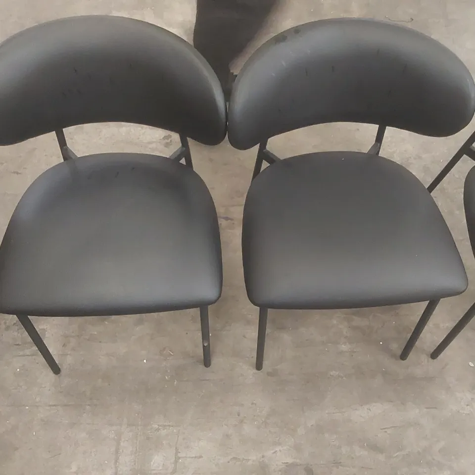 SET OF 4 DANETTI CREE BLACK FAUX LEATHER DINING CHAIR