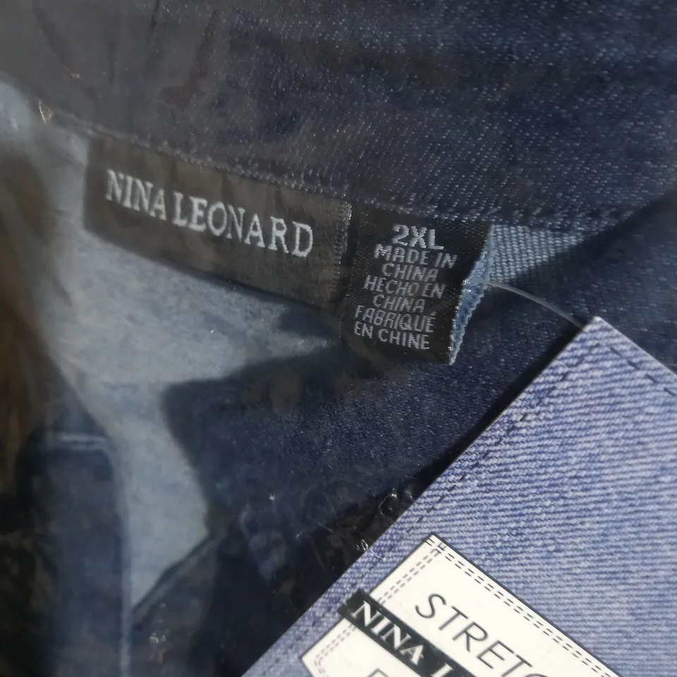 4 X BRAND NEW ELBOW SLEEVE BUTTON UP STRETCH DENIM DRESS BY NINA LEONARD INDIGO 2XL