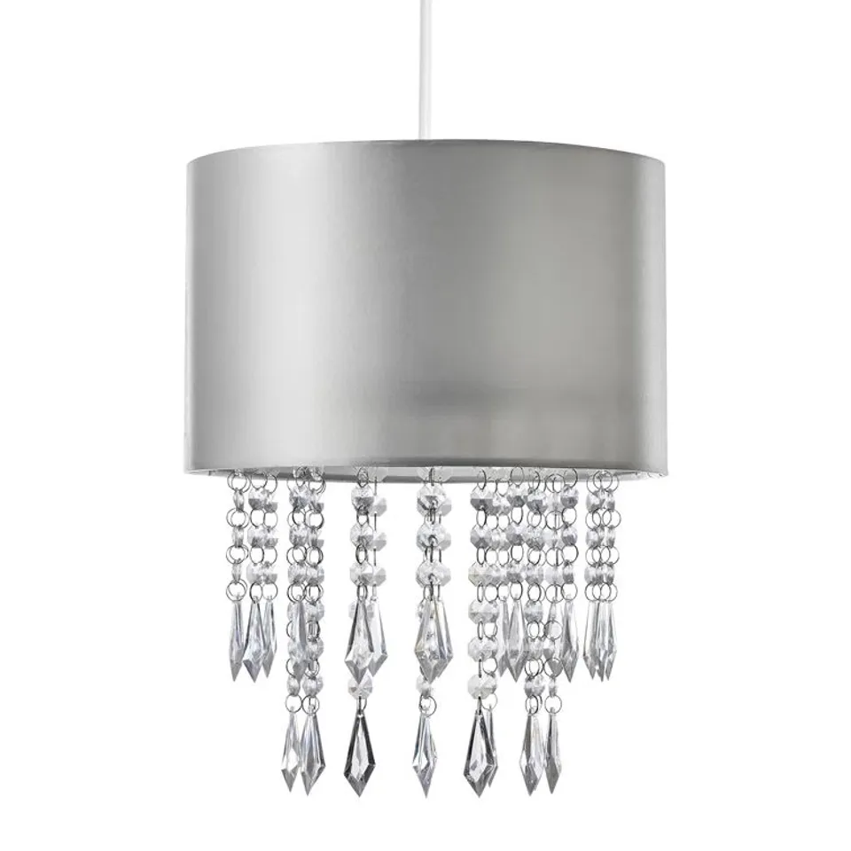 BOXED SILK DRUM PENDANT LIGHT FITTING 18 × 28cm