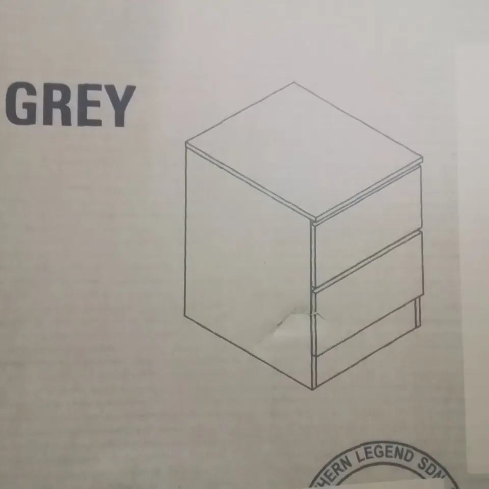 BOXED OSLO 2 DRAWER BEDSIDE TABLE -GREY-