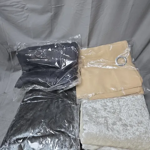 BOX OF APPROXIMATELY 4 ASSORTED CURTAINS IN VARIOUS FABRICS AND COLOURS