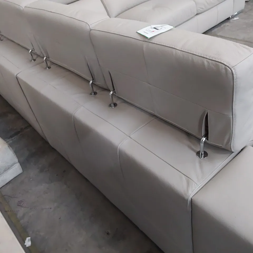 DESIGNER ITALIAN STYLE CORNER GROUP WITH ADJUSTABLE HEADRESTS GREY LEATHER 