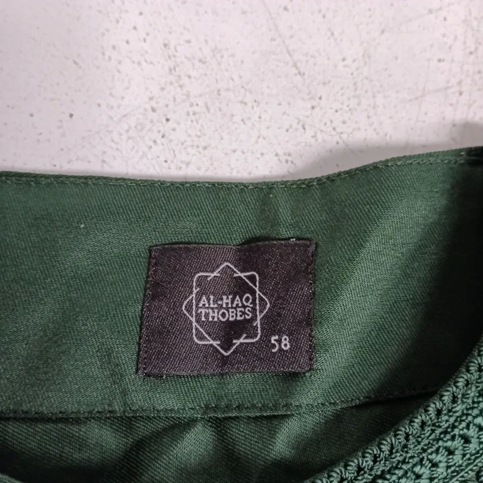 AL-HAQ THOBES – GREEN EMBROIDERED MEN'S THOBE, SIZE 58