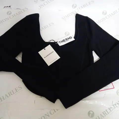 GLAMOROUS LONG SLEEVE KNIT BODICE BLACK - UK 12