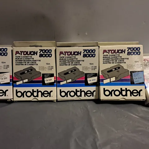 APPROXIMATELY 10 ASSORTED BROTHER P-TOUCH TO INCLUDE - TX631 , TX-551 , TX-233 ETC