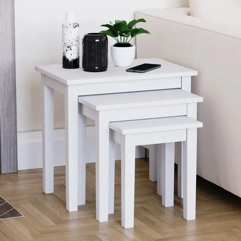 BOXED YORKSHIRE NEST OF 3 TABLES - WHITE (1 BOX)