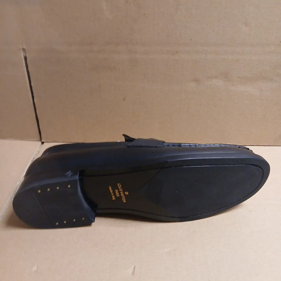 PAIR OF LOUIS VUITTON PARIS MONOGRAM LEATHER LOAFERS – 11