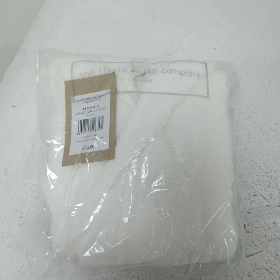 BAGGED THE WHITE COMPANY ORGANIC COTTON STAR BABY ROBE IN WHITE (0-6 MONTHS)