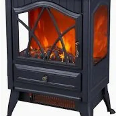 BOXED NEO FREESTANDING ELECTRIC FIRE HEATER WITH REALISTIC FIRE EFFECT - BLACK (1 BOX)