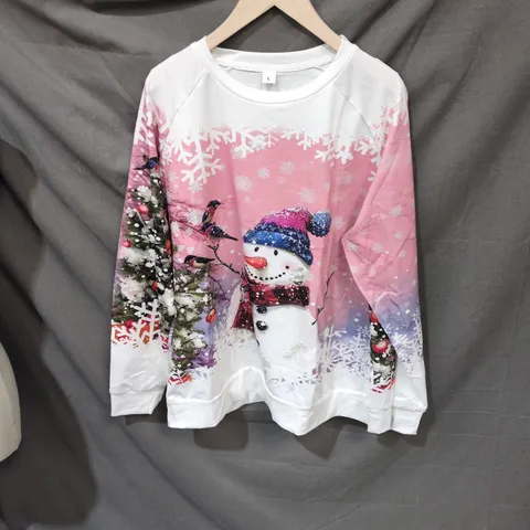 PINK SNOWMAN CHRISTMAS JUMPER – SIZE L