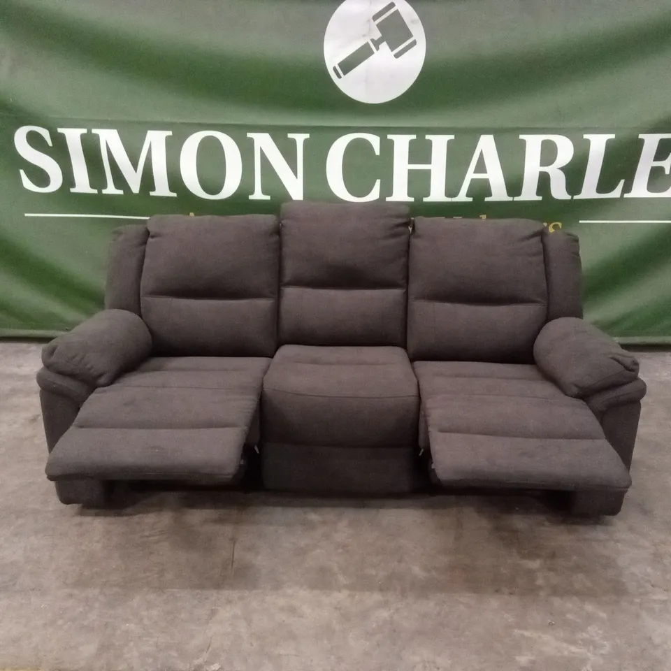 ALBION CHENILLE 3 SEATER HIGH BACK MANUAL RECLINER SOFA - CHARCOAL RRP £679