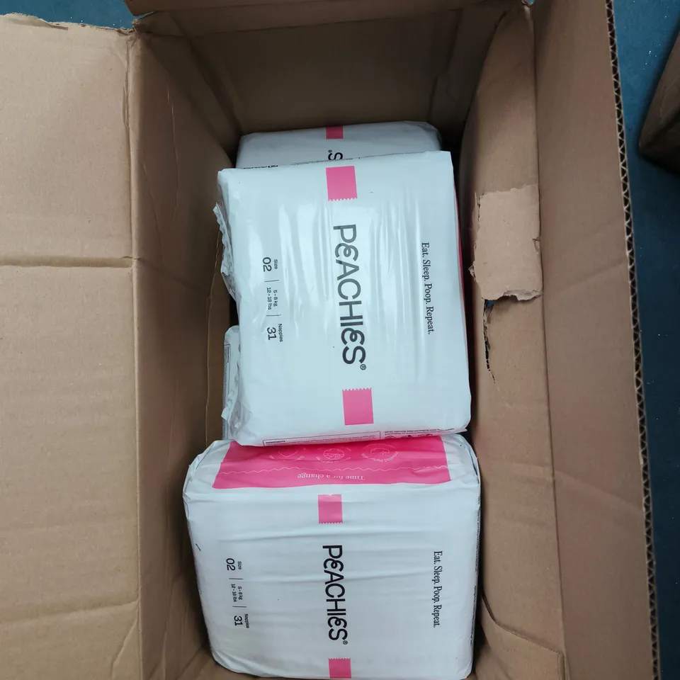 6 X PEACHIES SIZE 02 NAPPIES, 31 PER PACK