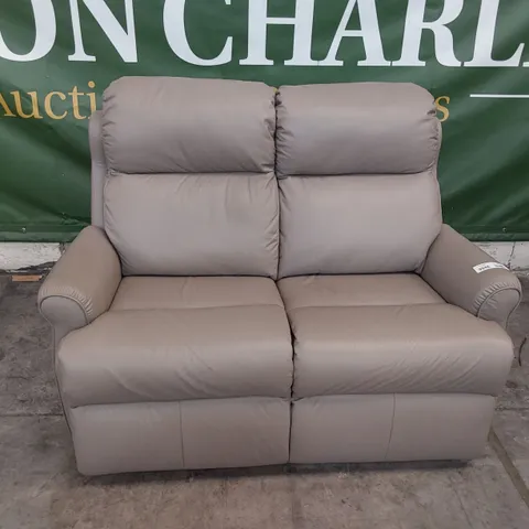 QUALITY BRITISH DESIGNER G PLAN NEWBURY TWO SEATER SOFA OXFORD MUSHROOM LEATHER 