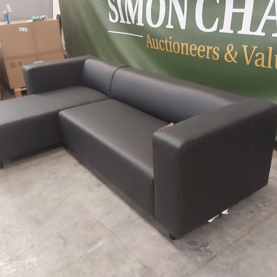 CLARKE LEFT HAND CORNER FAUX LEATHER CHAISE SOFA - BLACK RRP £599
