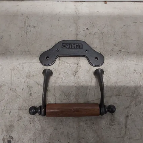 BOXED MOUNTED HAMMER & TONGS TOILET PAPER HOLDER - RAW/WOOD (1 BOX)