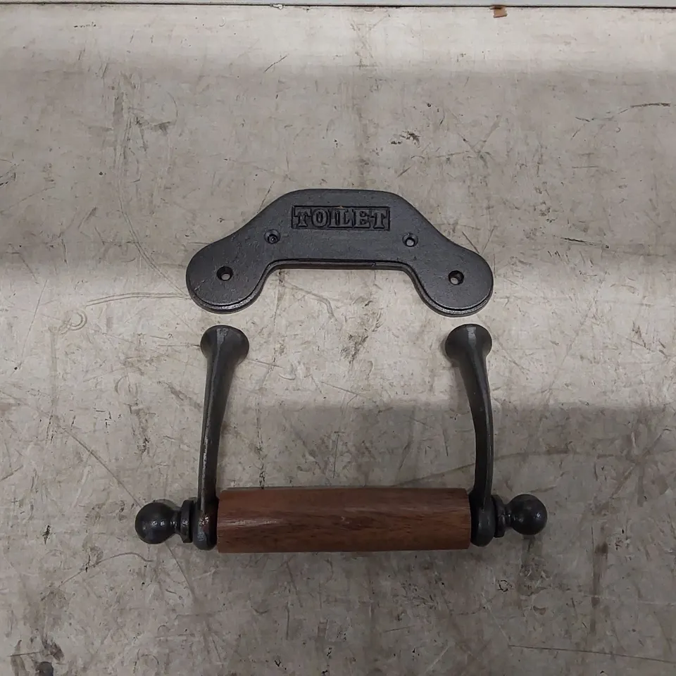 BOXED MOUNTED HAMMER & TONGS TOILET PAPER HOLDER - RAW/WOOD (1 BOX)