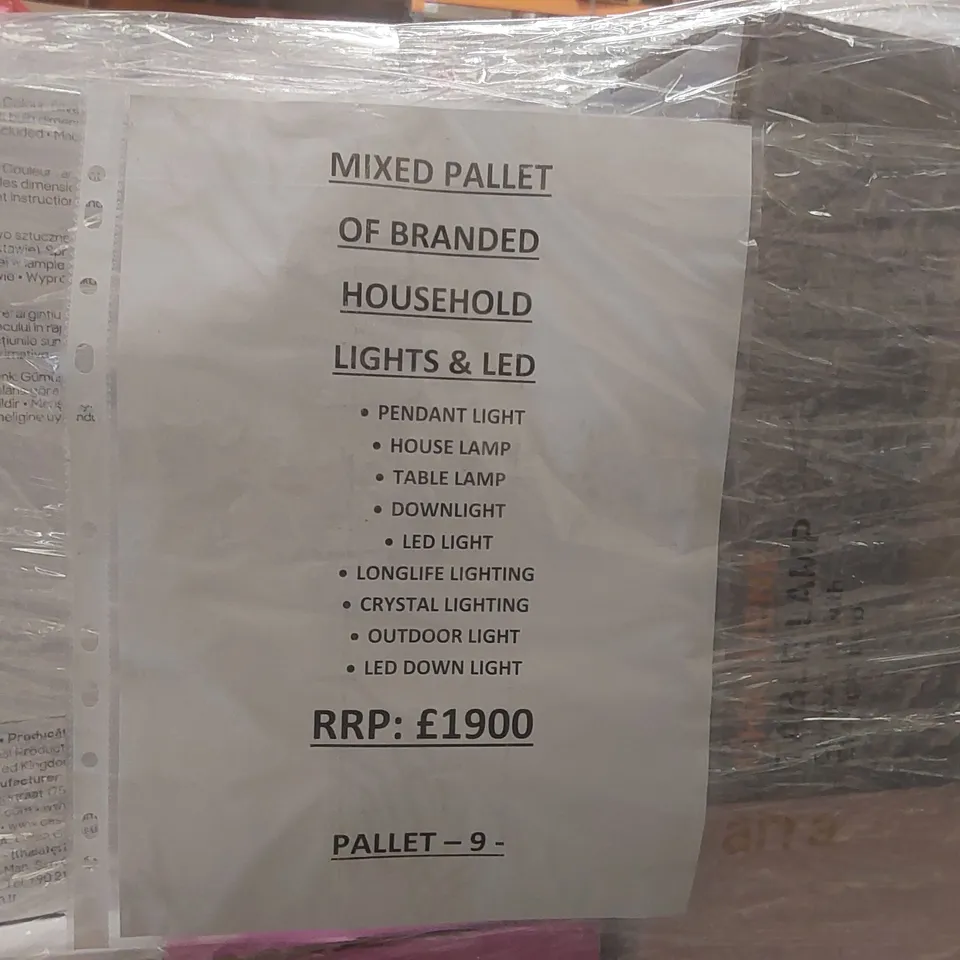 PALLET CONTAINING A VERY LARGE QUANTITY OF BRANDED HOUSEHOLD LIGHTS