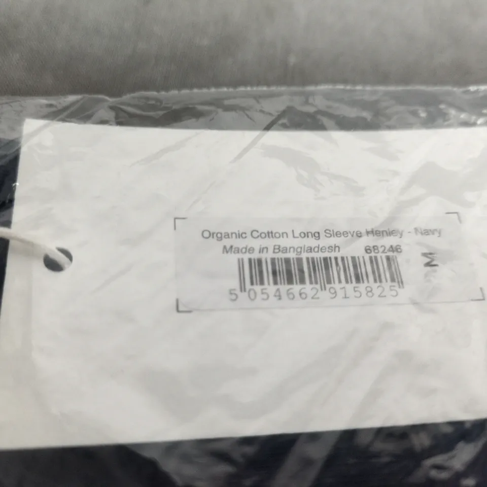 T.M. LEWIN ORGANIC COTTON LONG SLEEVE HENLEY – NAVY, SIZE M