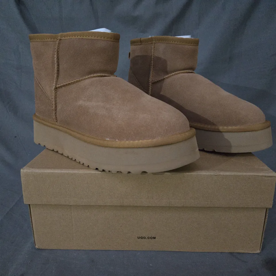 BOXED PAIR OF UGG WOMEN'S TAZZ SHOES IN CHESTNUT UK SIZE 8