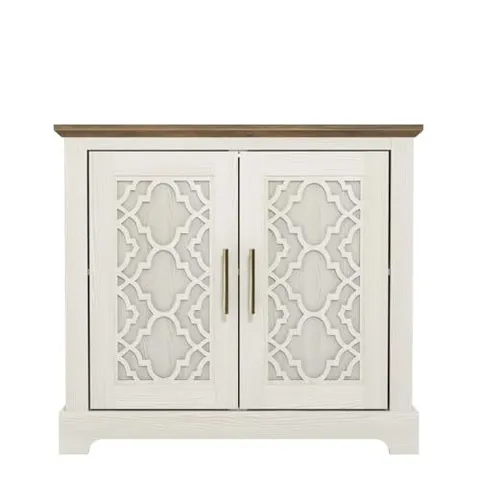 BOXED GALANO ENFIELD 2 DOOR SIDEBOARD, STORAGE CABINET AND ORGANIZE (CREAM OAK)