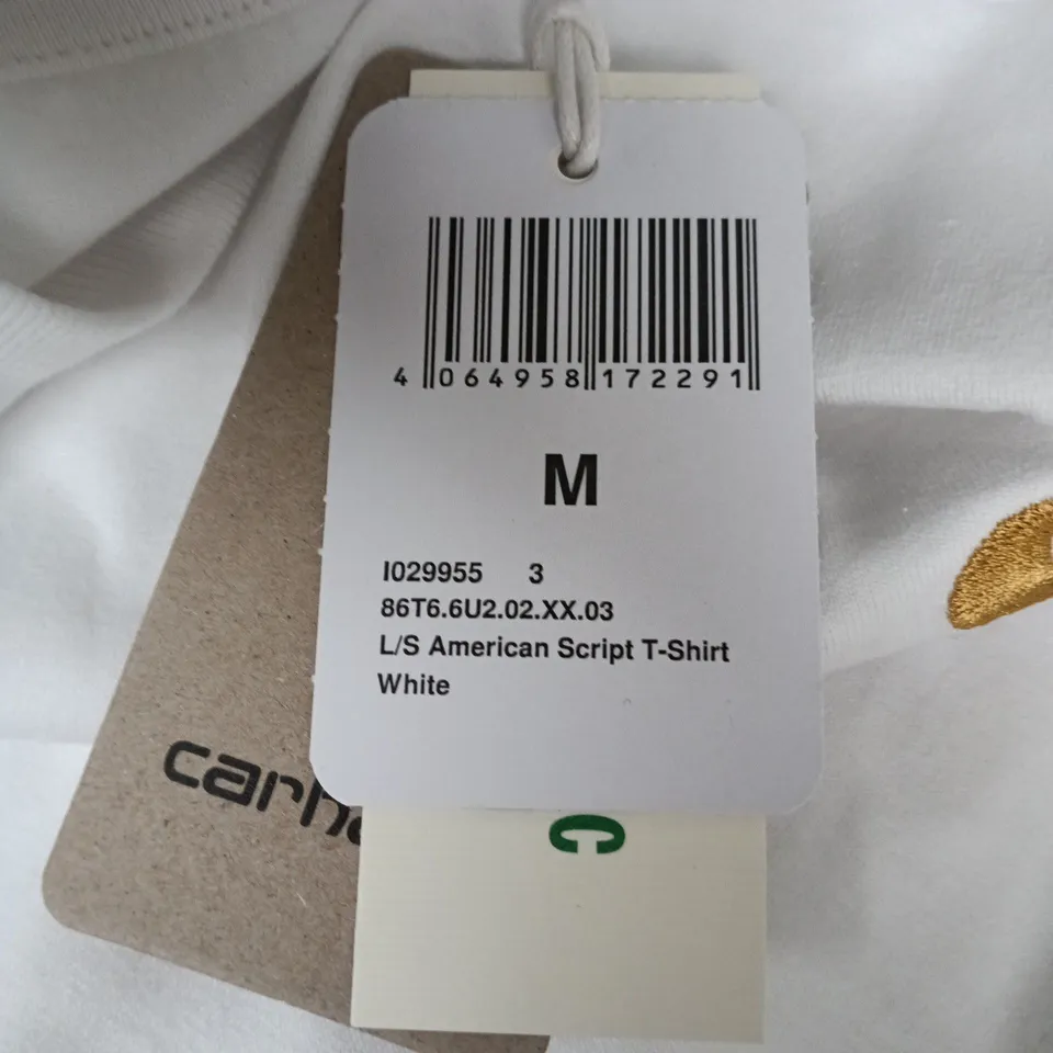 CARHARTT L/S AMERICAN SCRIPT T-SHIRT – WHITE, SIZE M