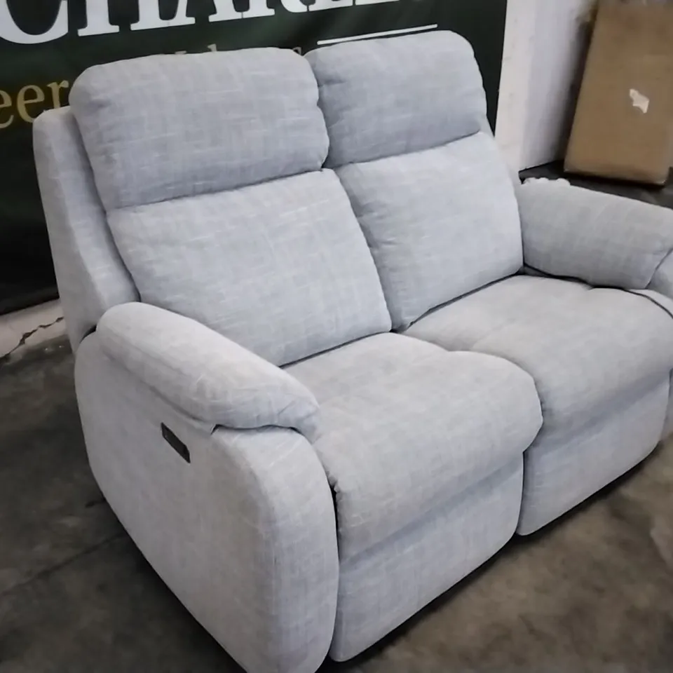 QUALITY BRITISH DESIGNED & MANUFACTURED G PLAN KINGSBURY 2 SEATER POWER RECLINER SOFA BEACH DUCK EGG FABRIC