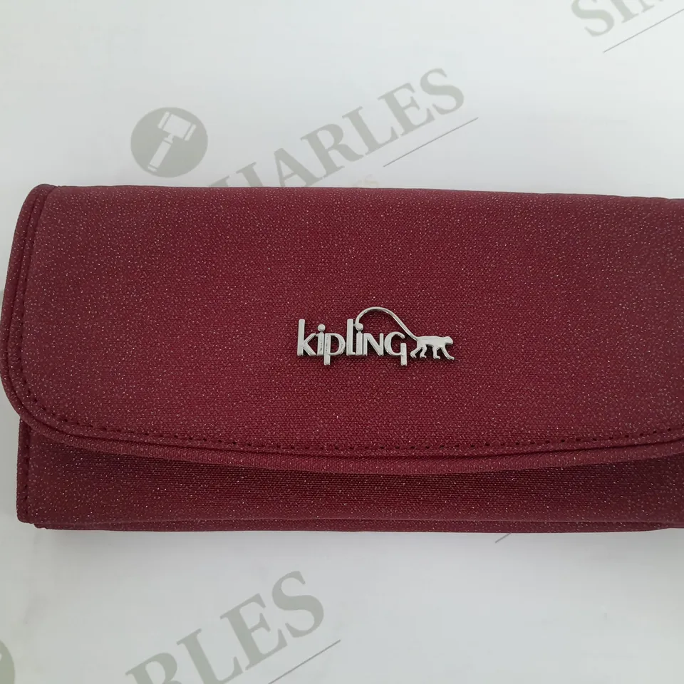 KIPLING BURGANDAY GLITTER PURSE 
