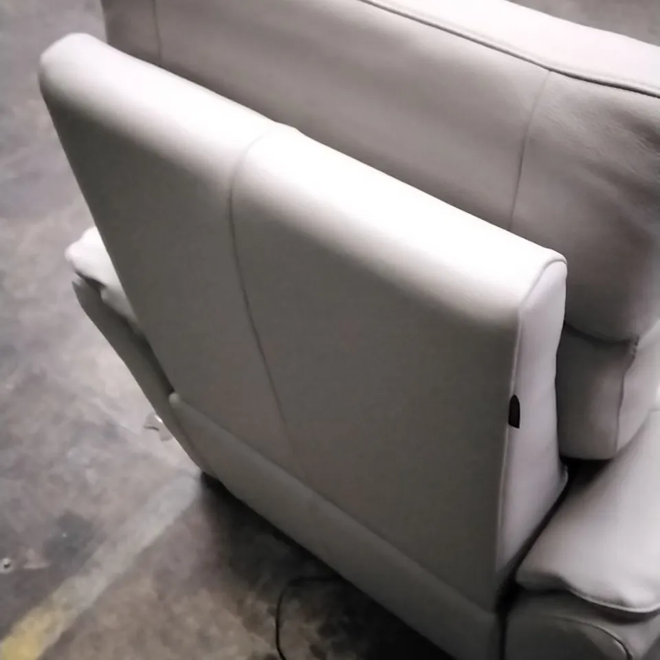 QUALITY ITALIAN DESIGNER PLUTONE POWER RECLINER ARMCHAIR IN WHITE GREY LEATHER