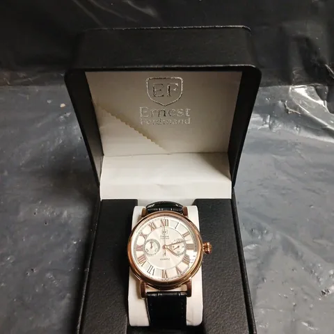 MENS ERNEST FERDINAND LEATHER STRAP WATCH