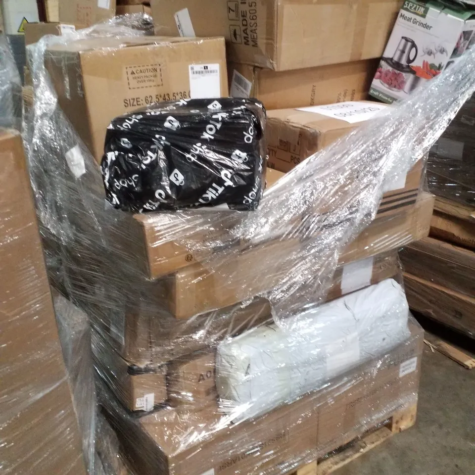 PALLET CONTAINING ASSORTED PRODUCTS INCLUDING MEAT GRINDER, CONVERTIBLE SOFA BED & FITNESS EQUIPMENT